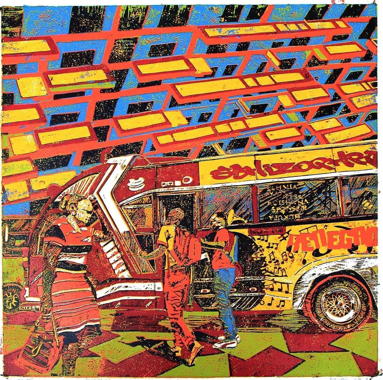 Schizophrenic [Square Format] Orange matatu art print by Dennis Muraguri
