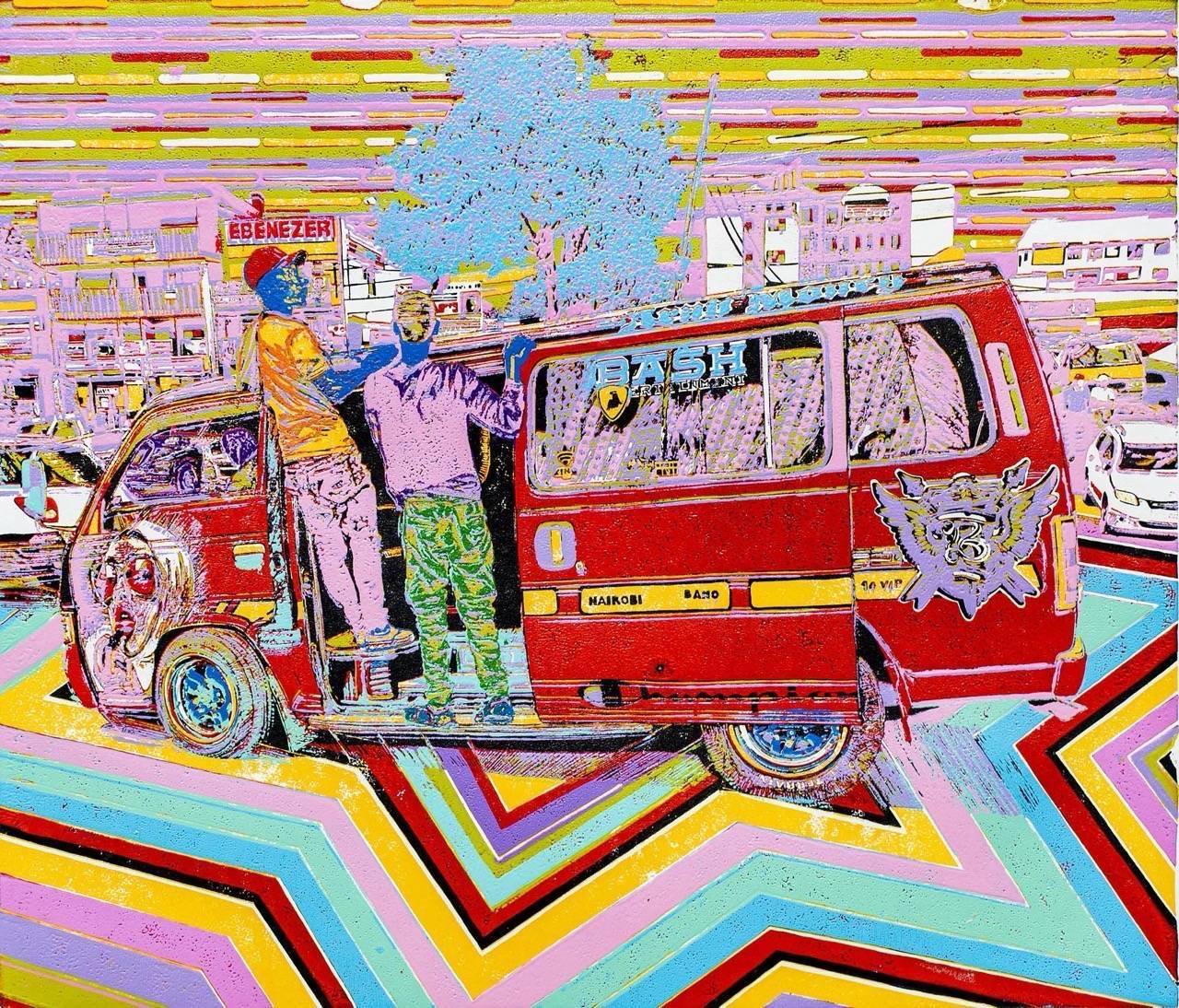 Bash II - Kacose Sacco red matatu art print by Dennis Muraguri