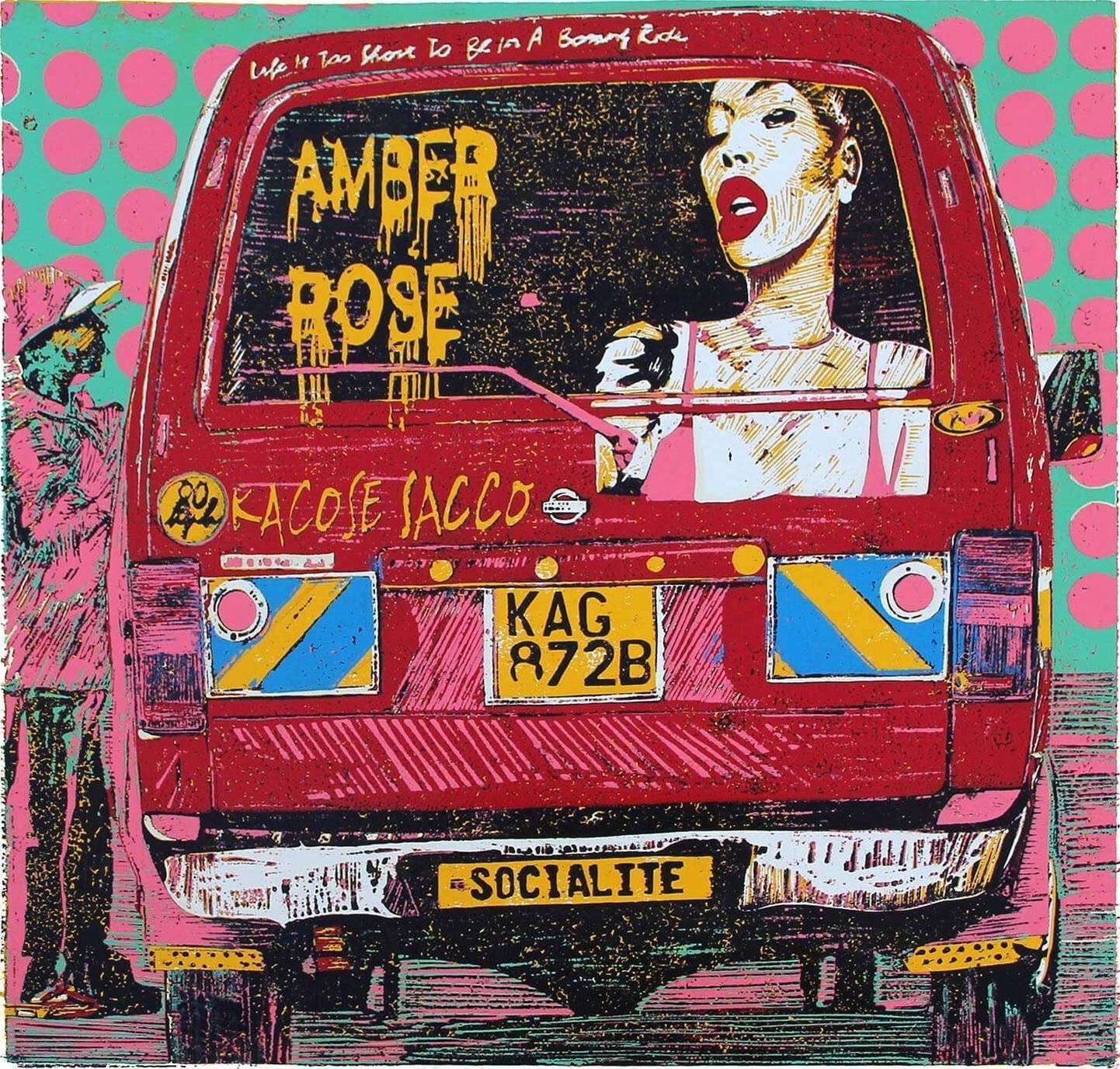 Amber Rose [Square Format] Burgundy matatu art print by Dennis Muraguri