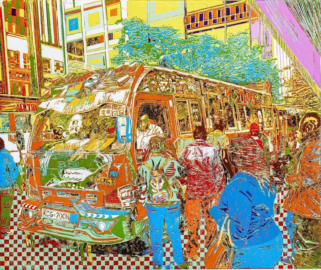 Minion - Ebet Sacco orange matatu art print by Dennis Muraguri