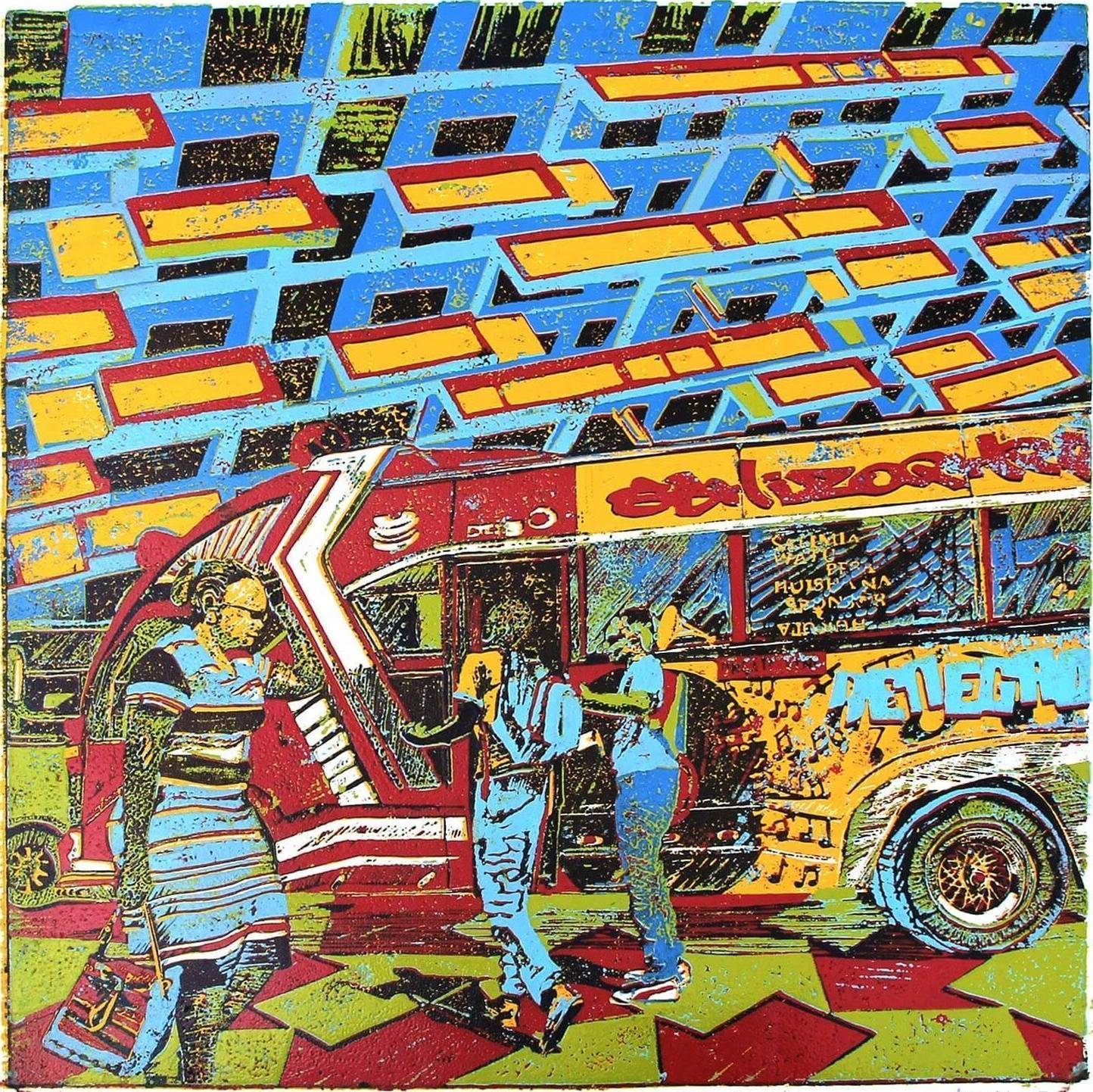 Schizophrenic [Square Format] Burgundy matatu art print by Dennis Muraguri