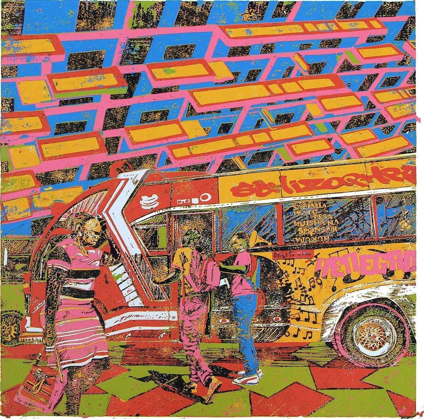 Schizophrenic [Square Format] Red matatu art print by Dennis Muraguri