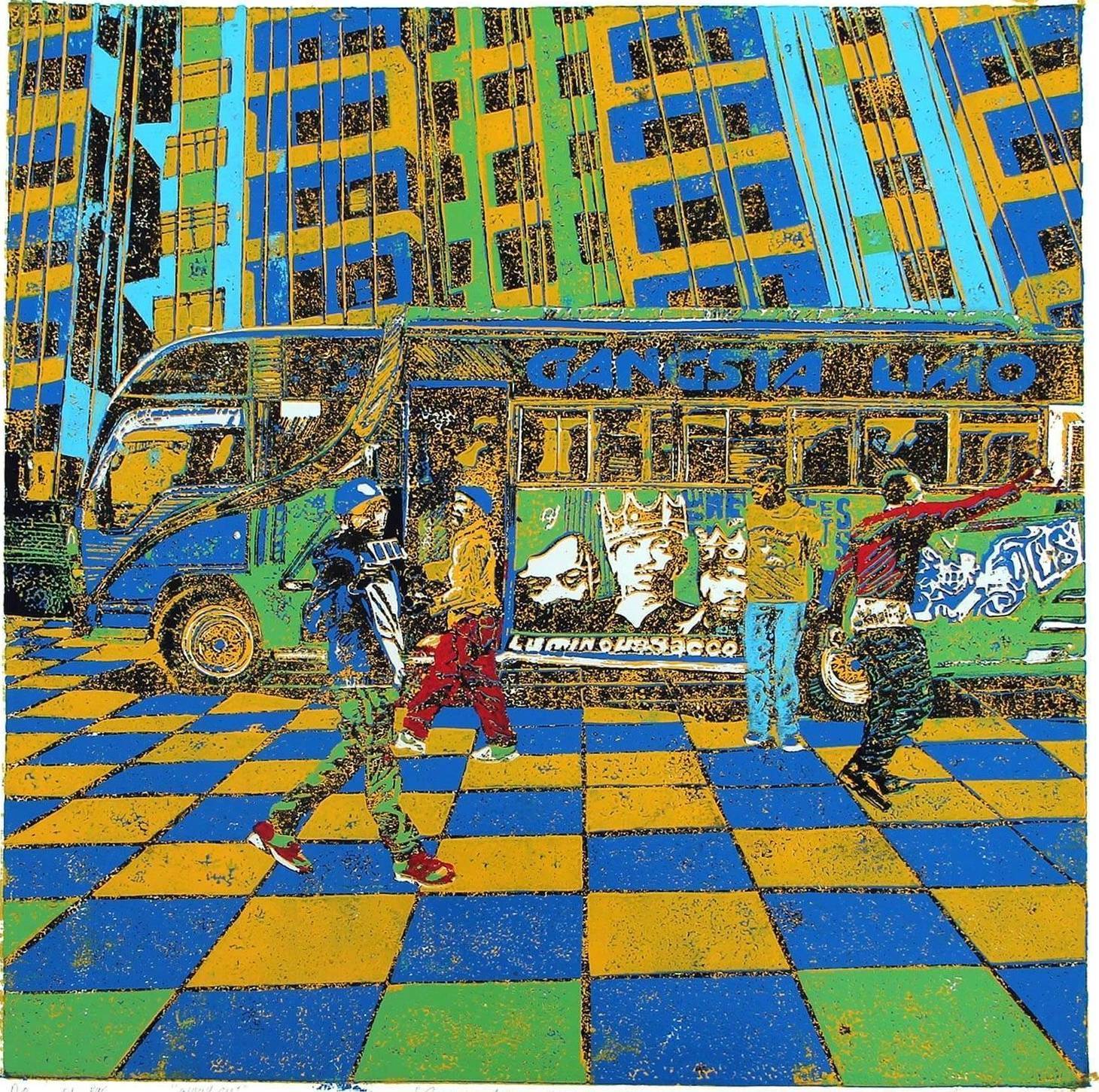 Gangsta Limo [Square Format] Blue matatu art print by Dennis Muraguri