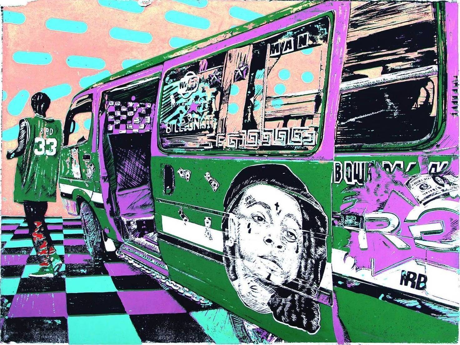 Rich Gang Purple matatu art print by Dennis Muraguri