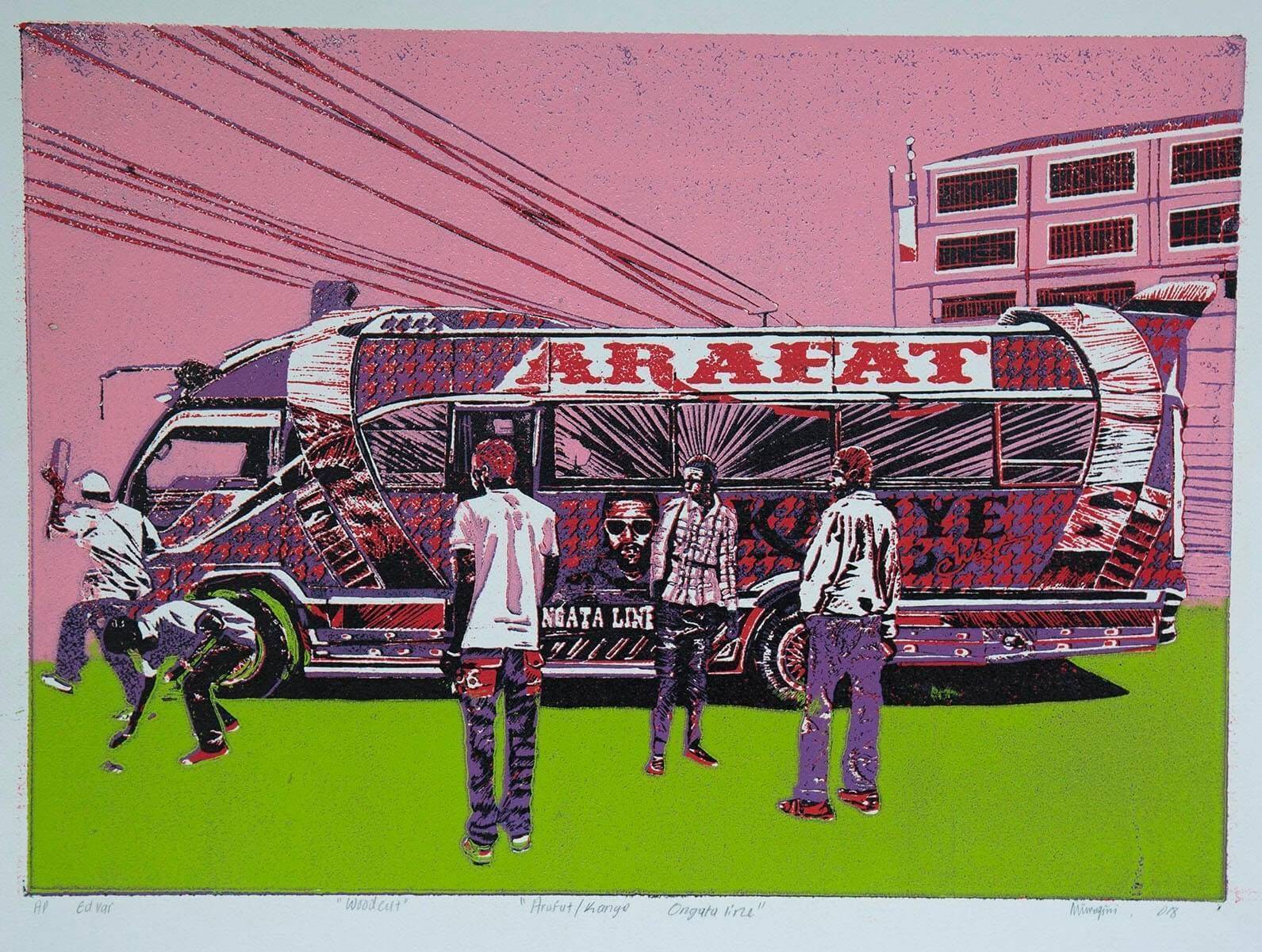 Arafat Red matatu art print by Dennis Muraguri