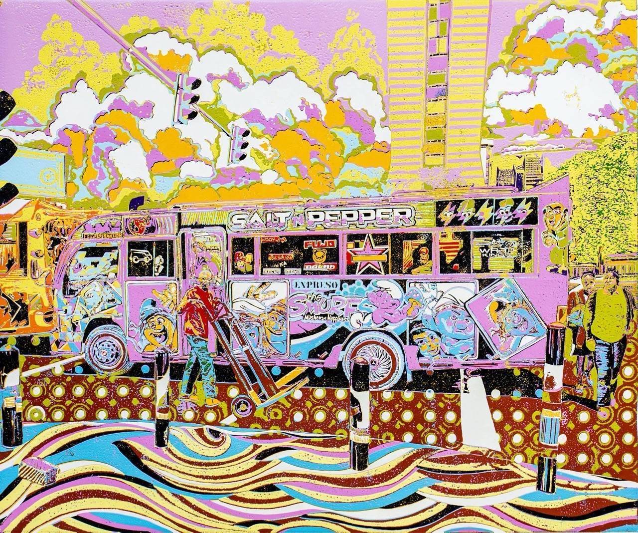 Salt n Peppa - Expresso Sacco pink matatu art print by Dennis Muraguri