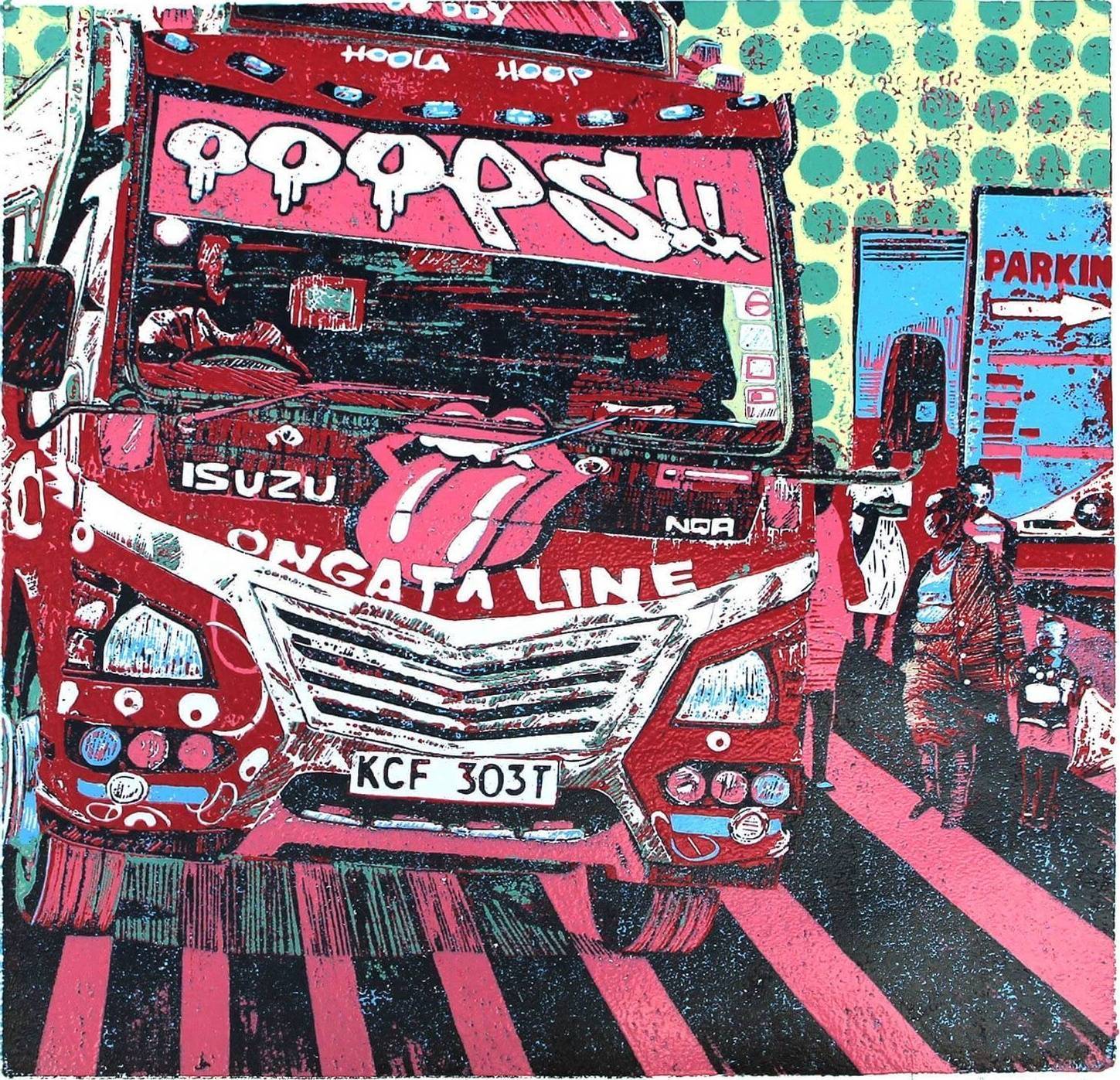 Ooops Black matatu art print by Dennis Muraguri