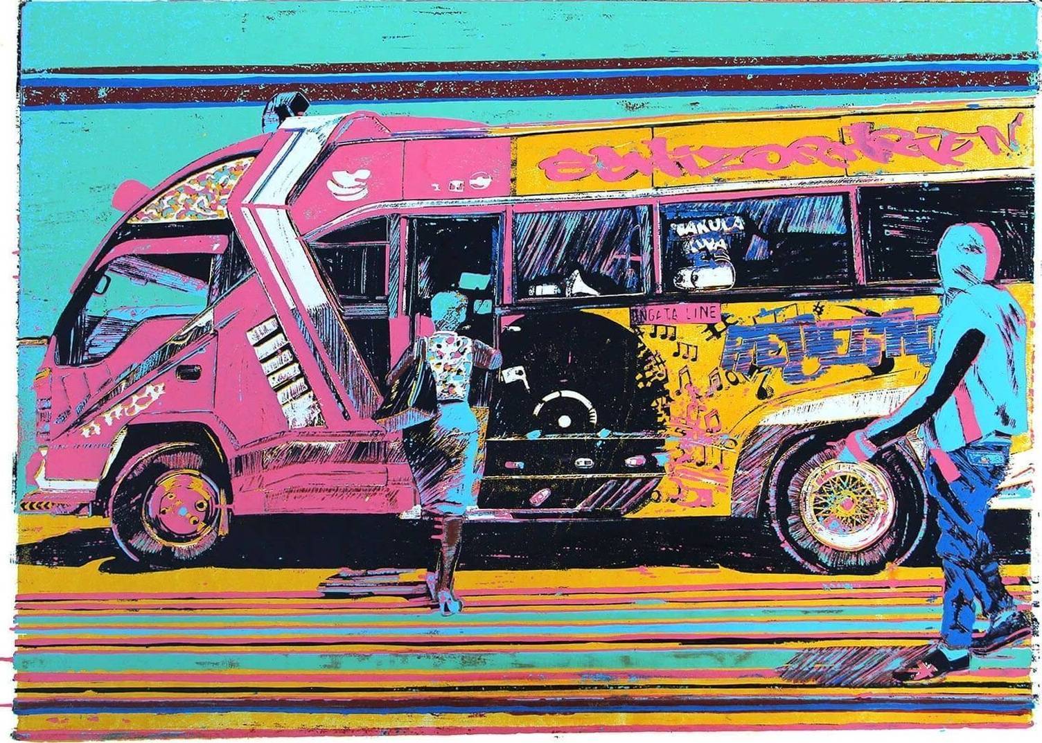 Schizophrenic Pink matatu art print by Dennis Muraguri