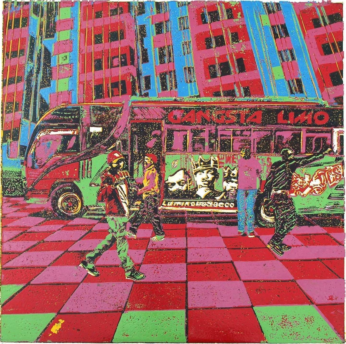 Gangsta Limo [Square Format] Purple matatu art print by Dennis Muraguri