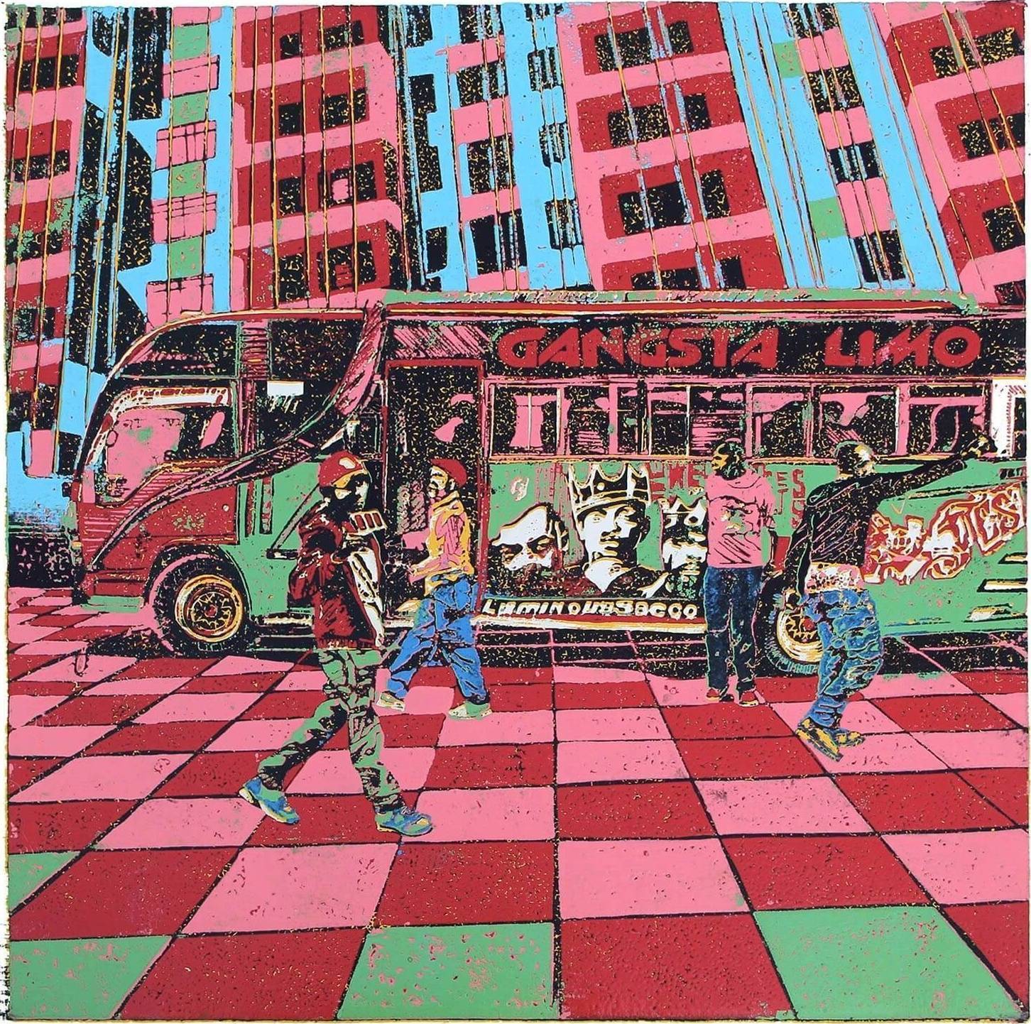 Gangsta Limo [Square Format] Green matatu art print by Dennis Muraguri