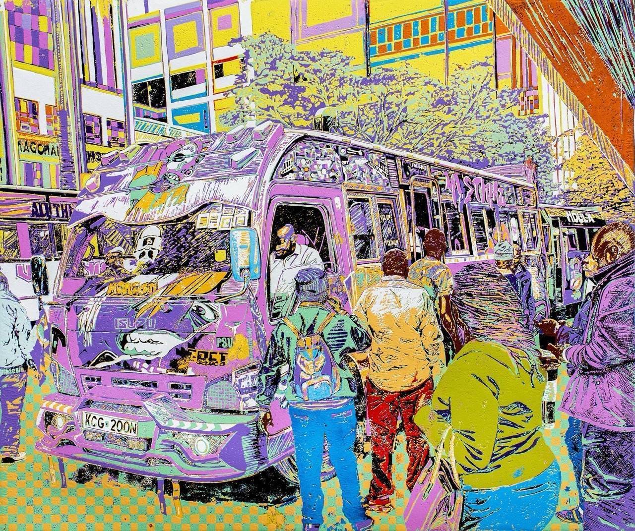 Minion - Ebet Sacco purple matatu art print by Dennis Muraguri