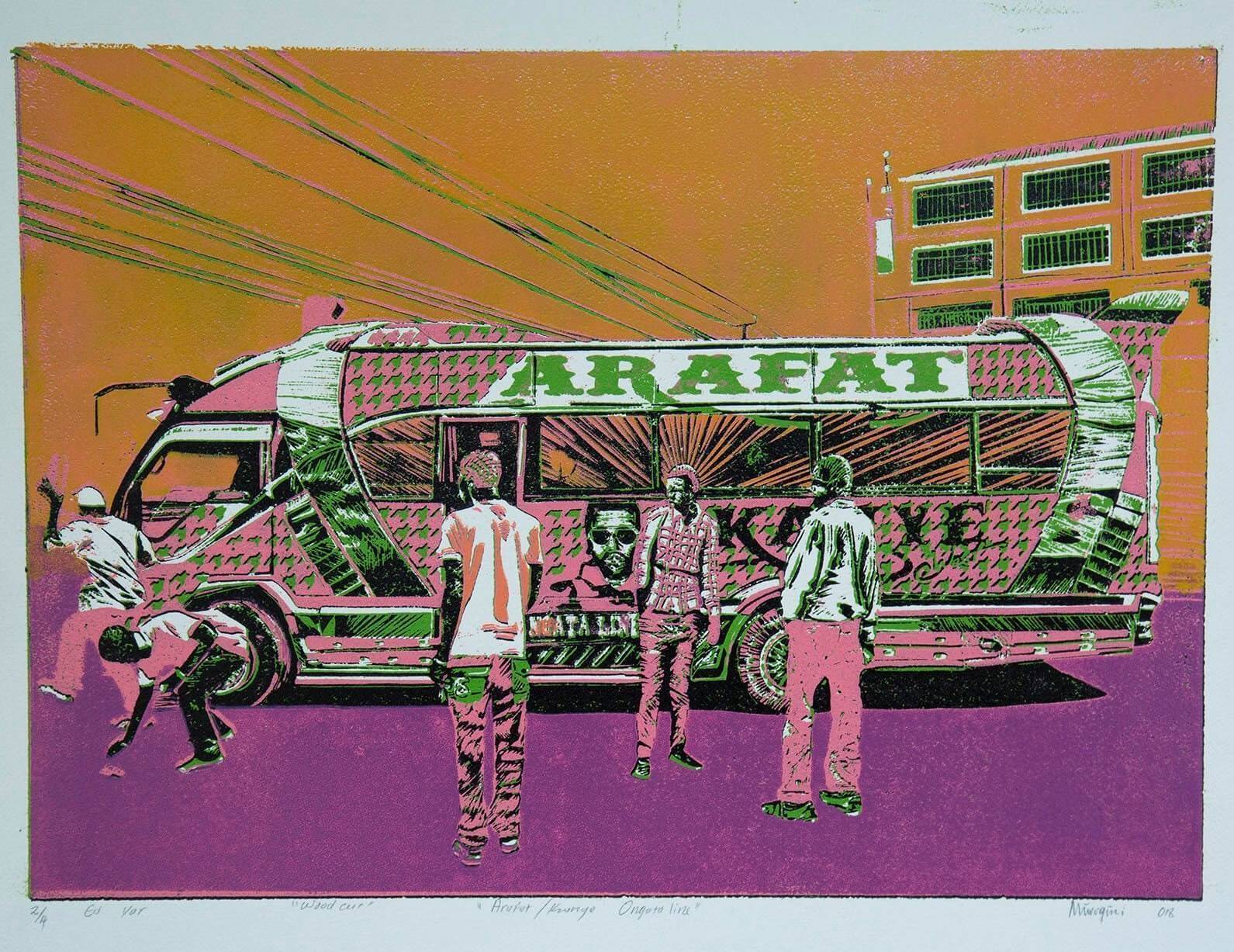Arafat Green matatu art print by Dennis Muraguri