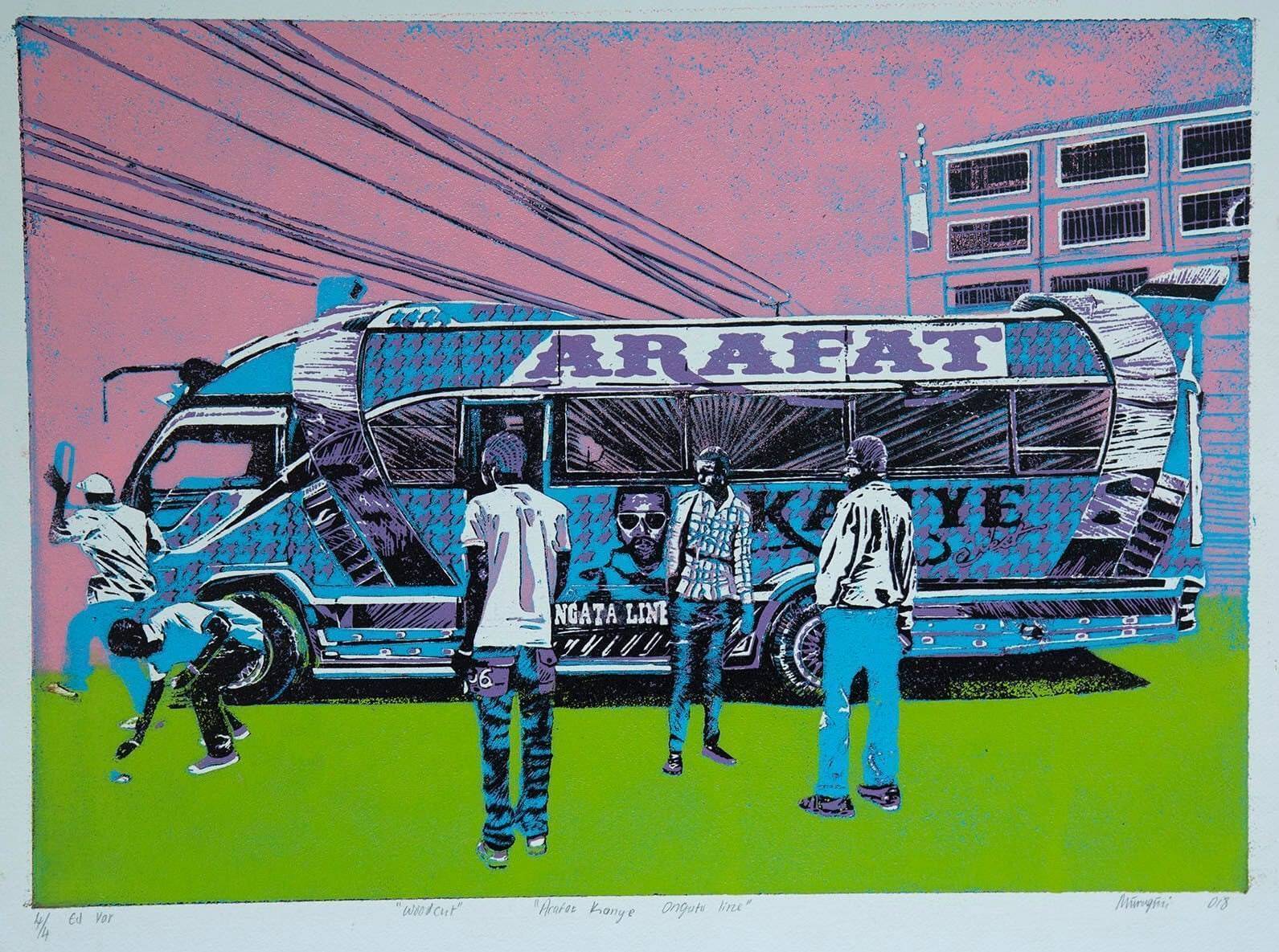 Arafat Blue matatu art print by Dennis Muraguri