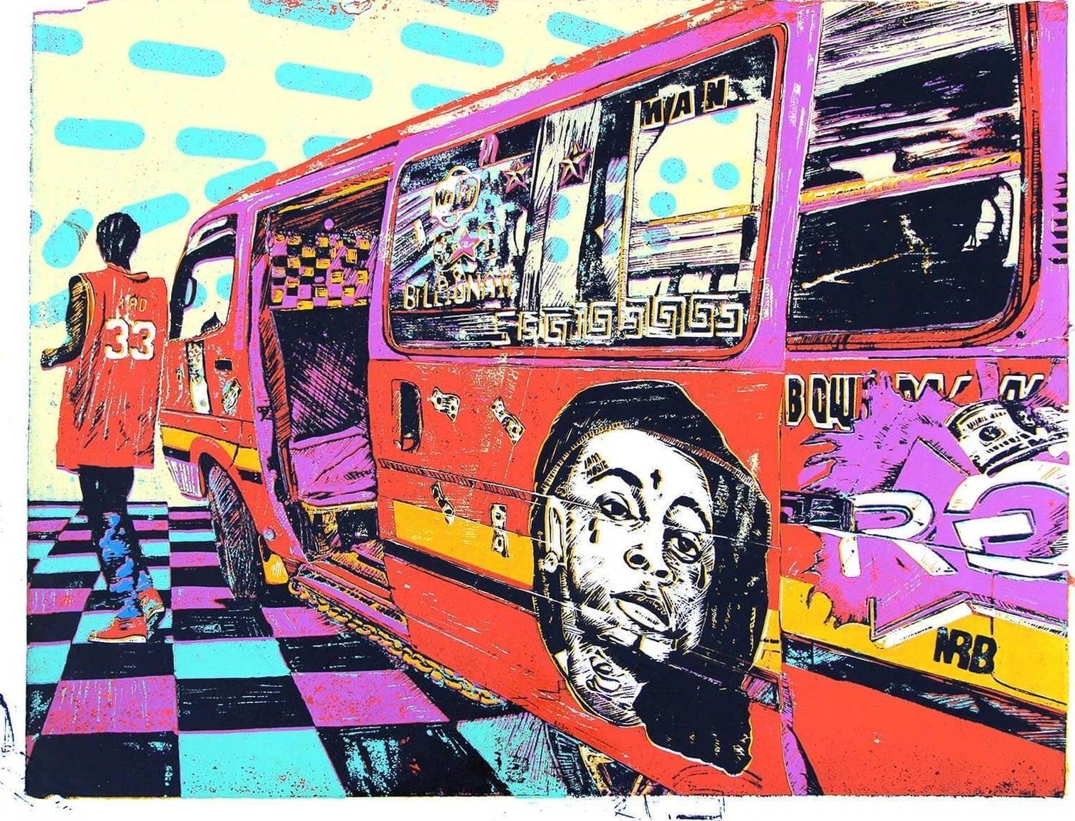 Rich Gang Red matatu art print by Dennis Muraguri
