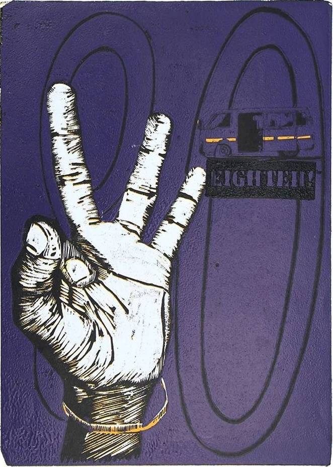 Beba Eighteh! purple matatu art print by Dennis Muraguri