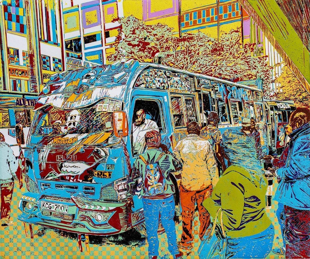 Minion - Ebet Sacco light-blue matatu art print by Dennis Muraguri