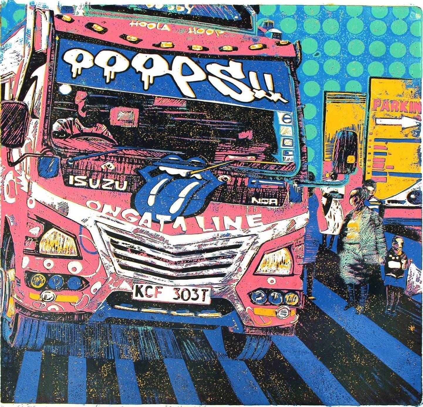 Ooops Pink matatu art print by Dennis Muraguri