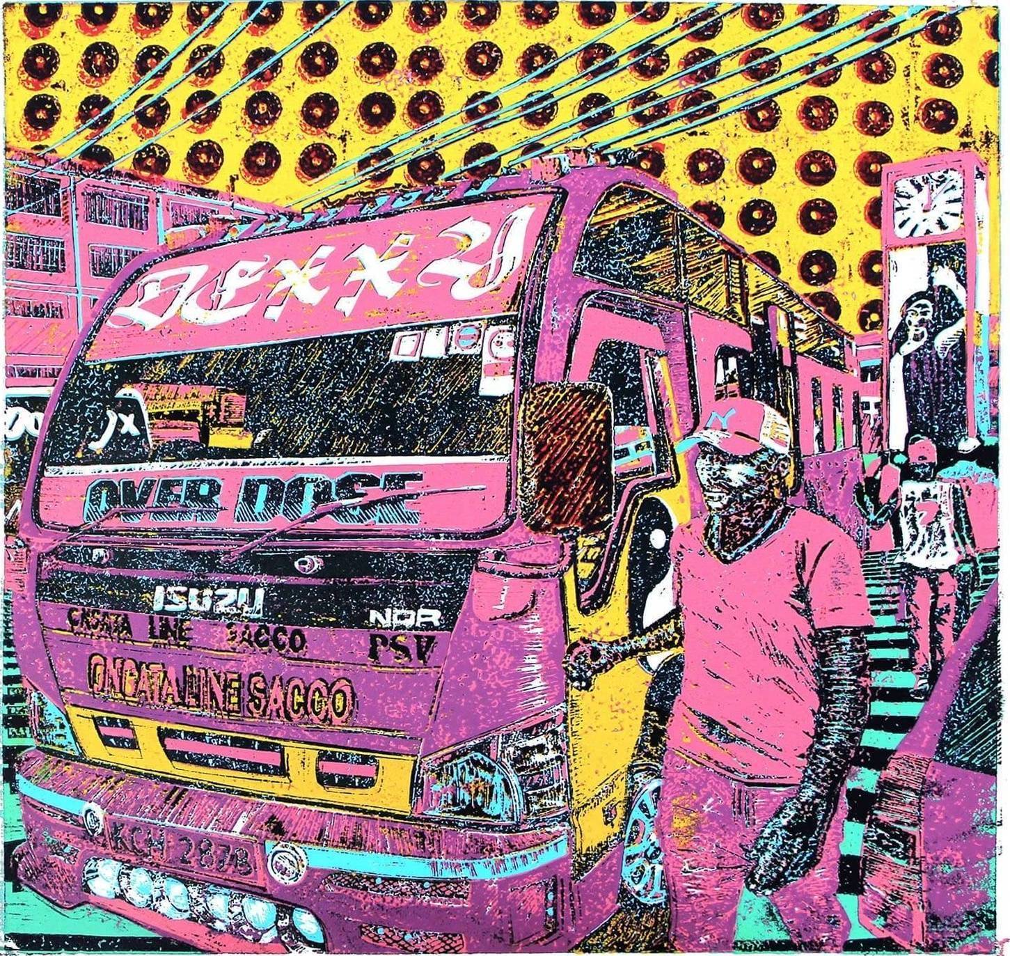 Dexxy Pink matatu art print by Dennis Muraguri