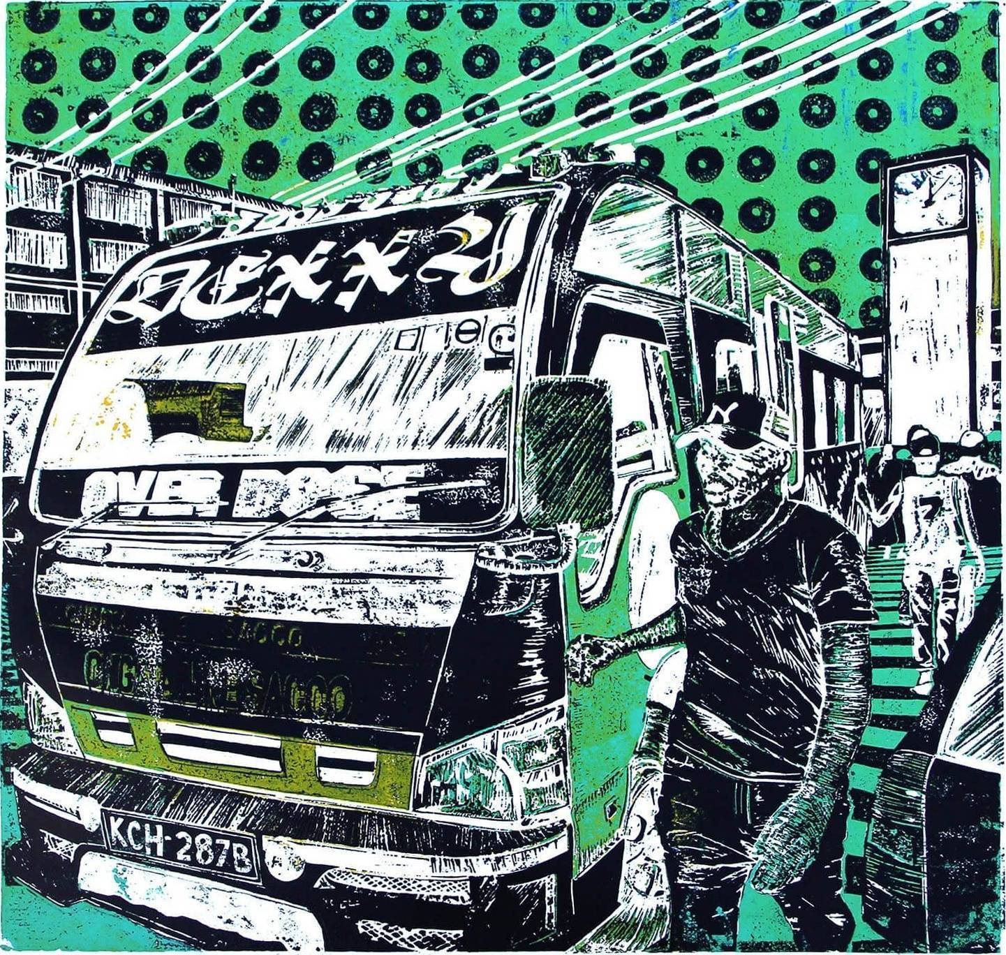 Dexxy Green matatu art print by Dennis Muraguri