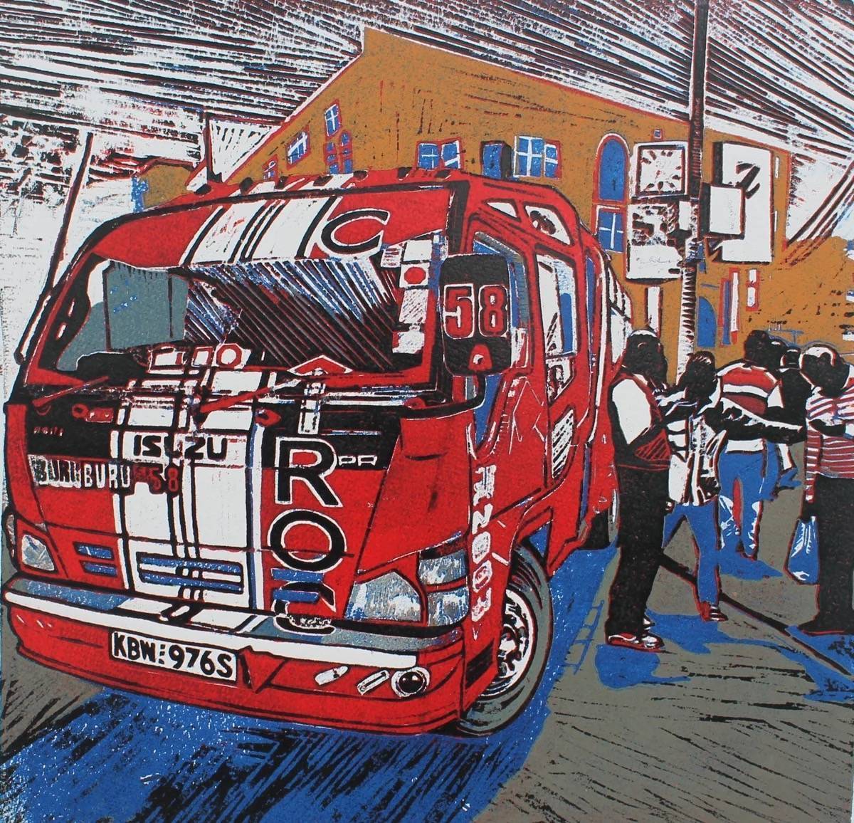 C ROC red matatu art print by Dennis Muraguri