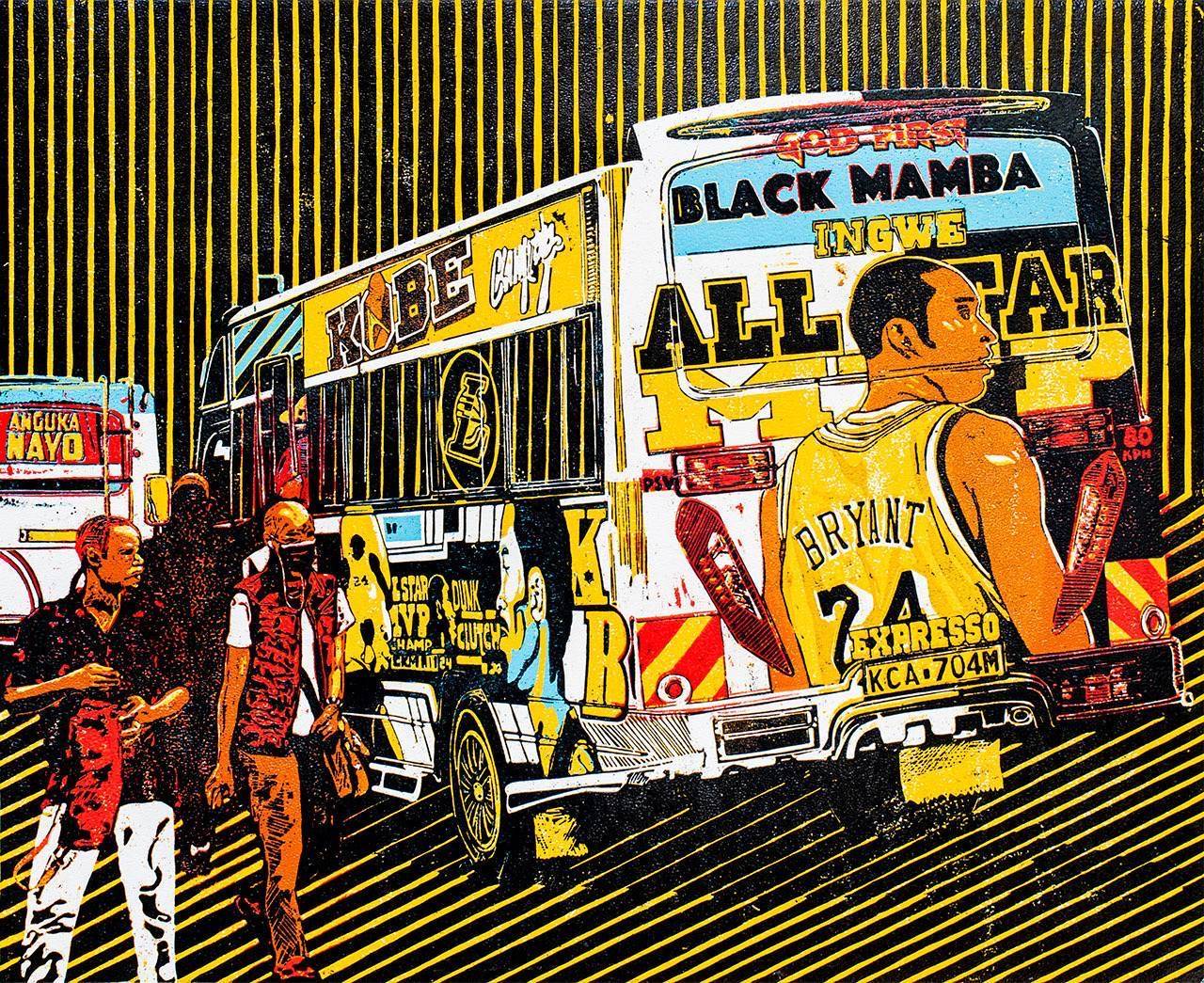 Kobe - Expresso Sacco black matatu art print by Dennis Muraguri