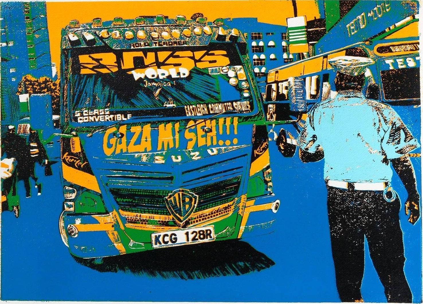 Boss Light-Blue matatu art print by Dennis Muraguri