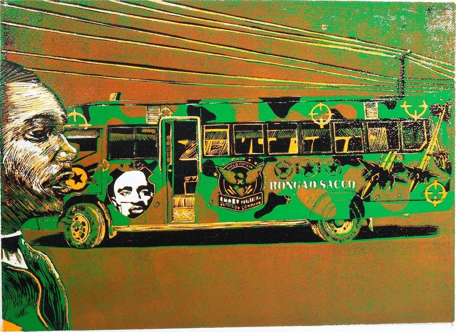 Kifaru II Lime matatu art print by Dennis Muraguri