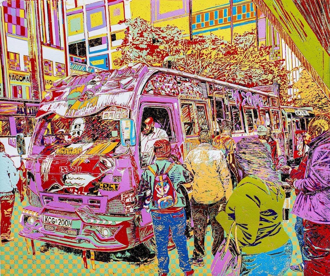 Minion - Ebet Sacco pink matatu art print by Dennis Muraguri