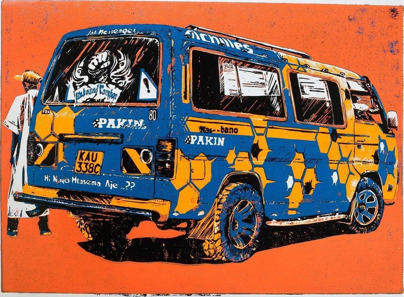 Jah Messenger Blue matatu art print by Dennis Muraguri