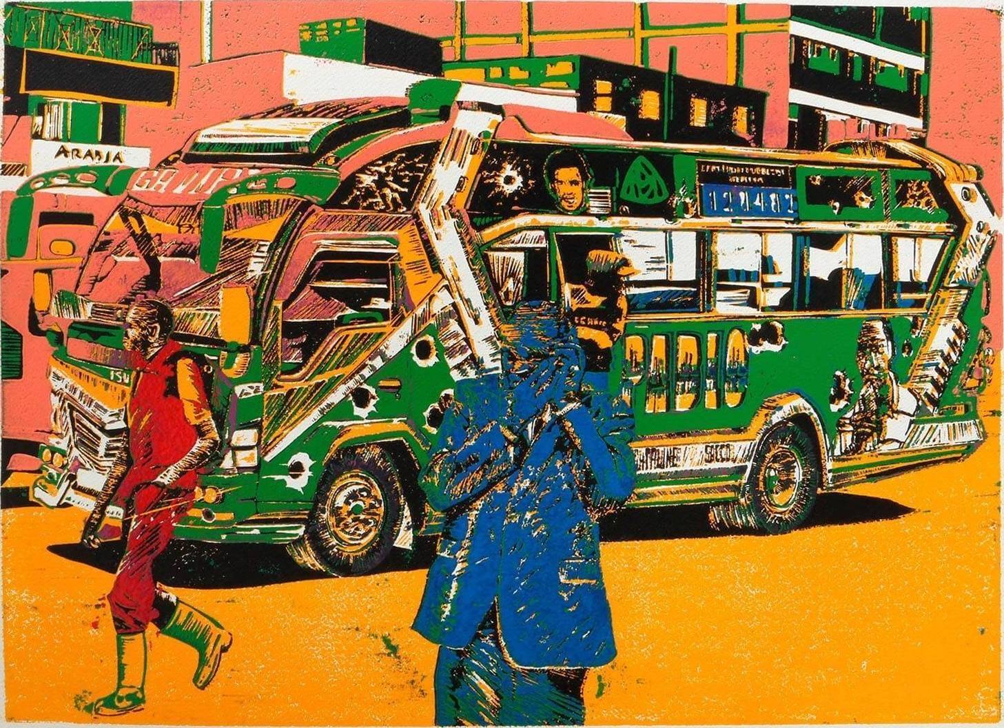Pablo Green matatu art print by Dennis Muraguri
