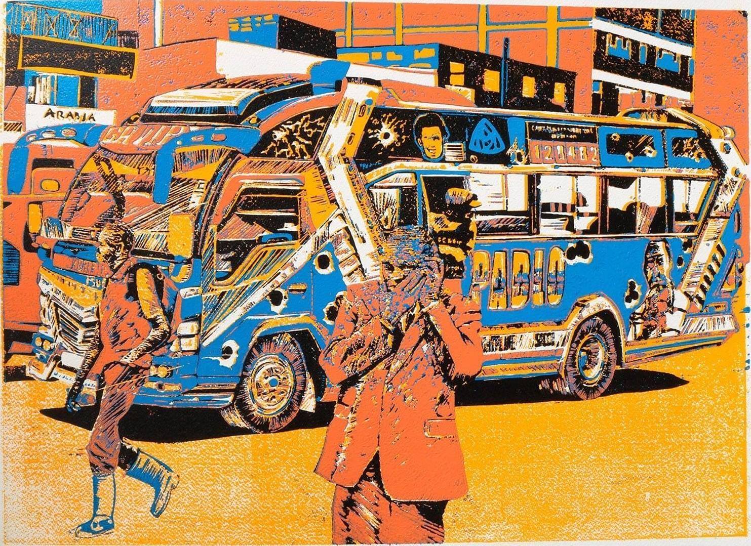 Pablo Blue matatu art print by Dennis Muraguri