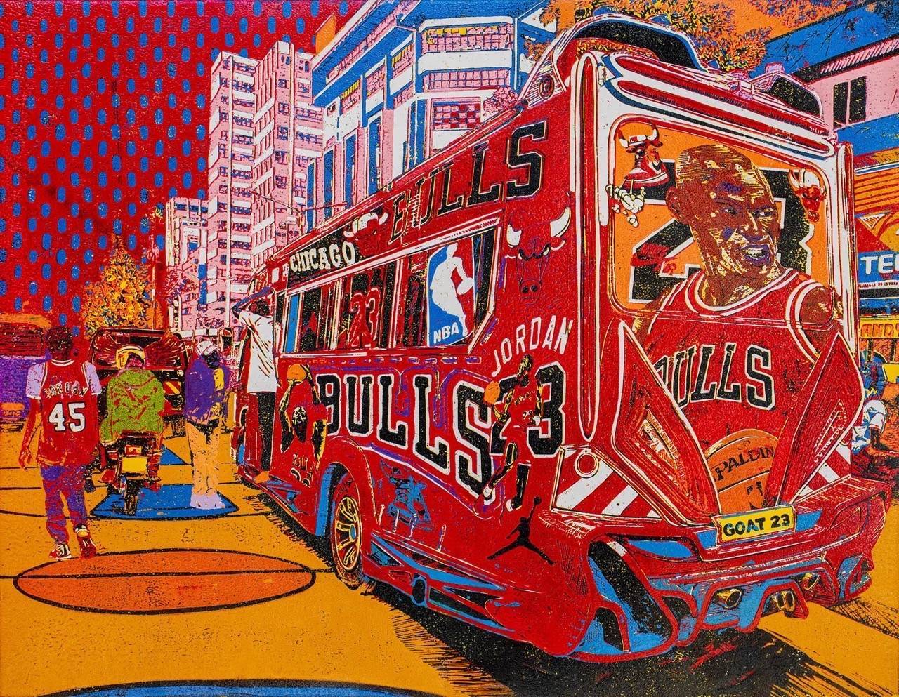 Chicago Bulls - Expresso Sacco red matatu art print by Dennis Muraguri