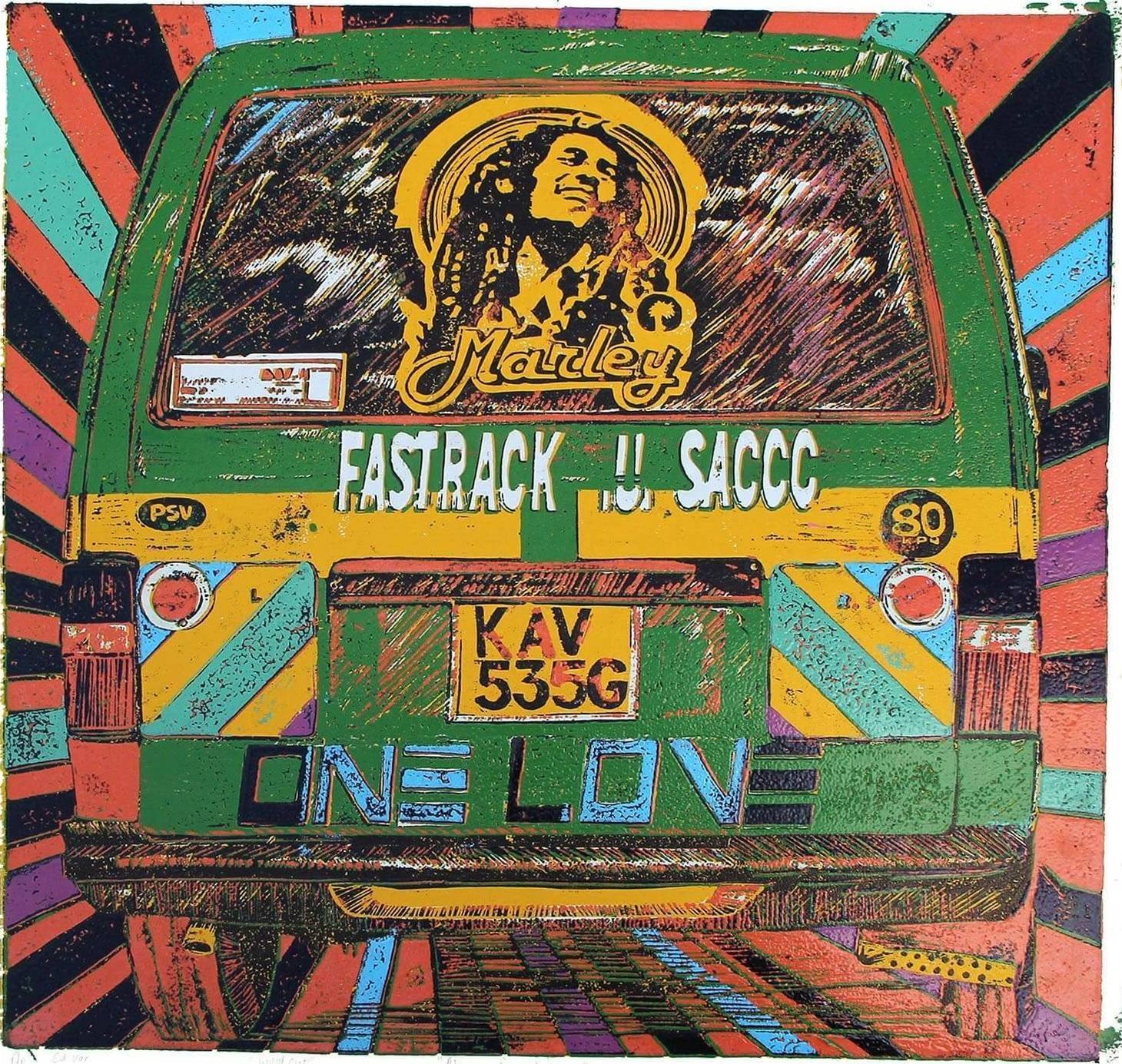 Marley Lime matatu art print by Dennis Muraguri