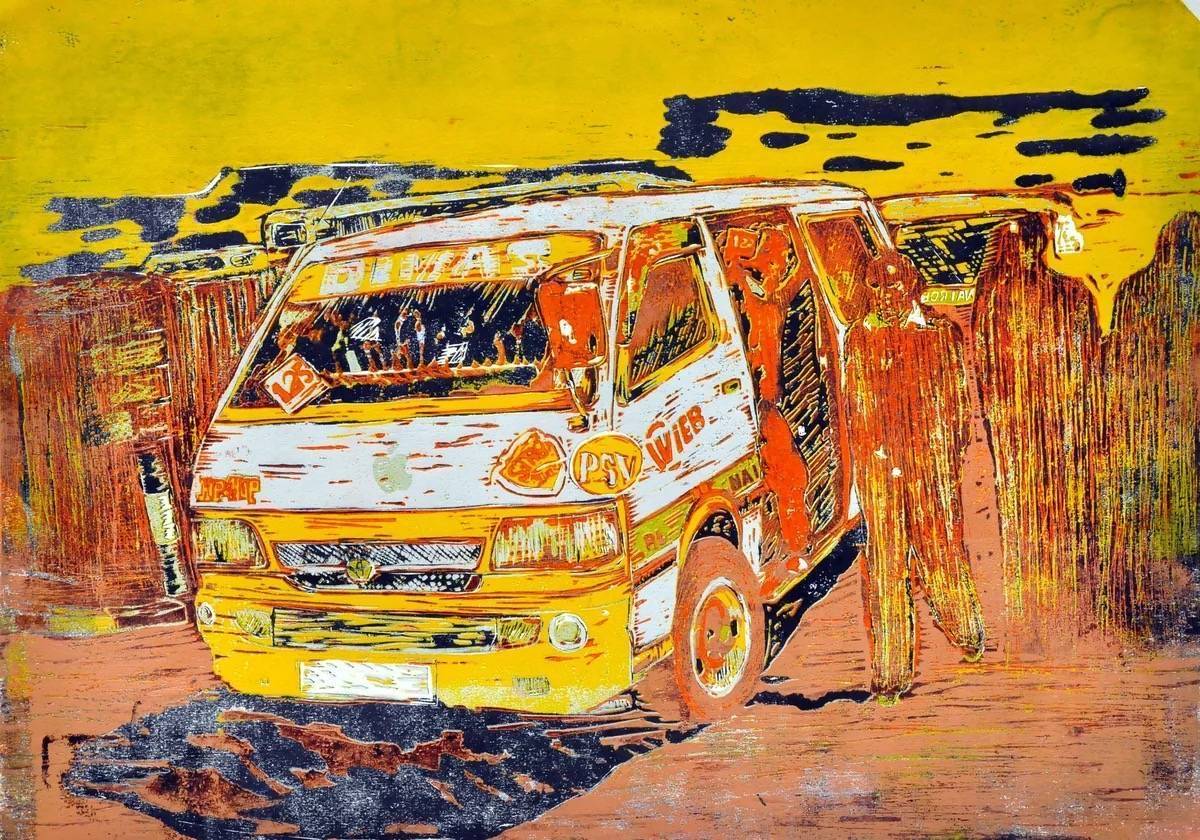 Divas - Route 125 white matatu art print by Dennis Muraguri