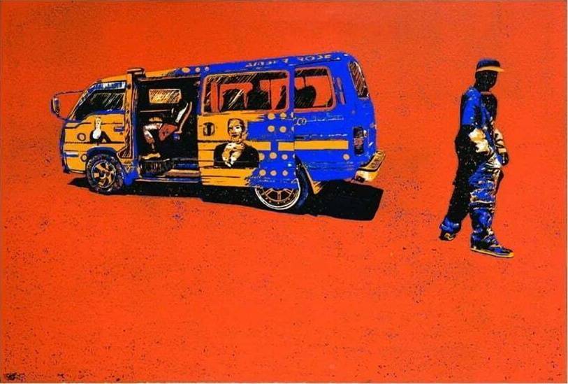 Amber Rose (Side View) Orange matatu art print by Dennis Muraguri