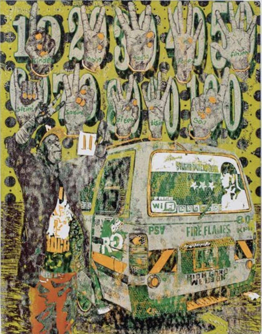 Beba Bei green matatu art print by Dennis Muraguri