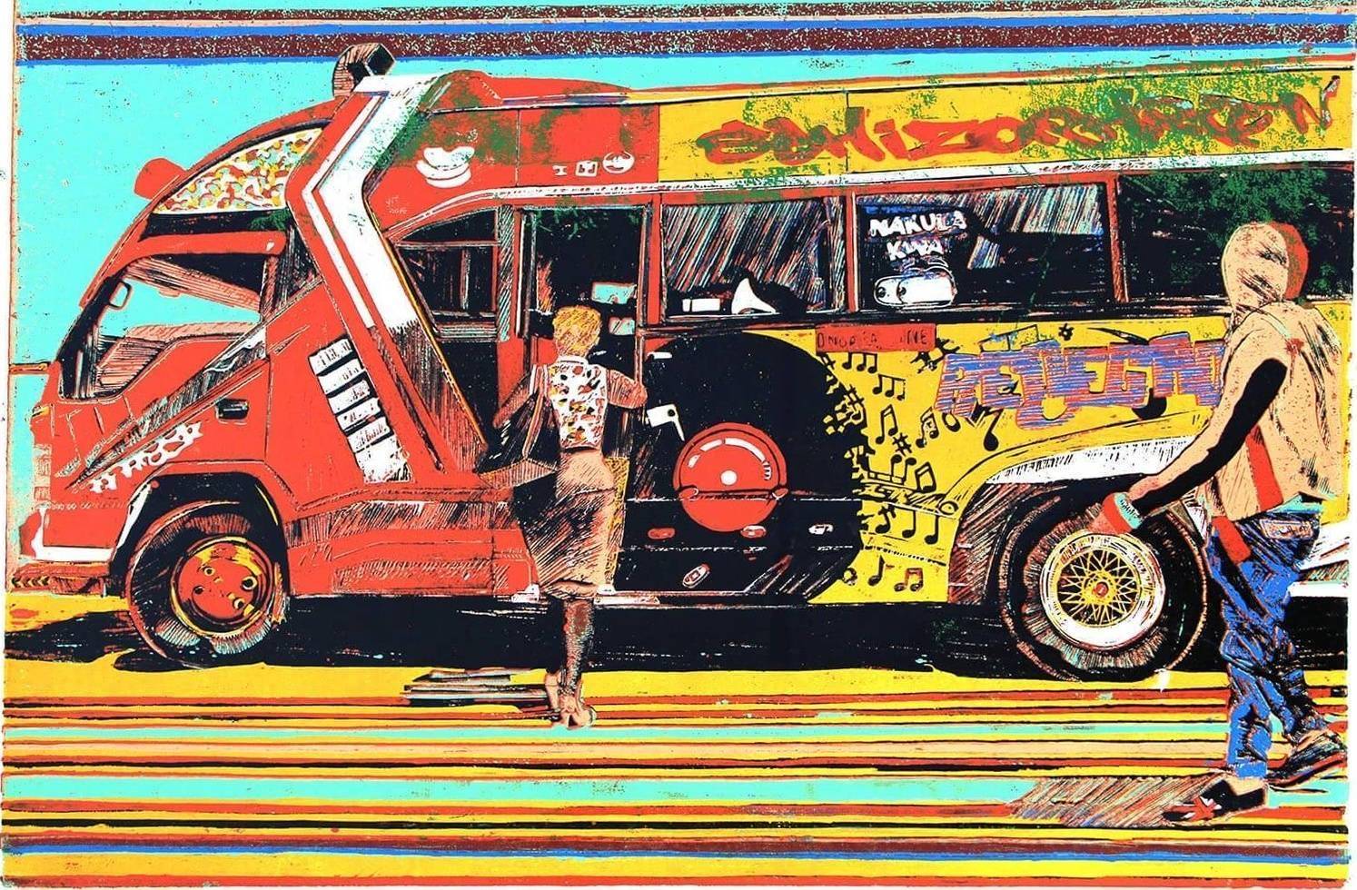 Schizophrenic Yellow matatu art print by Dennis Muraguri